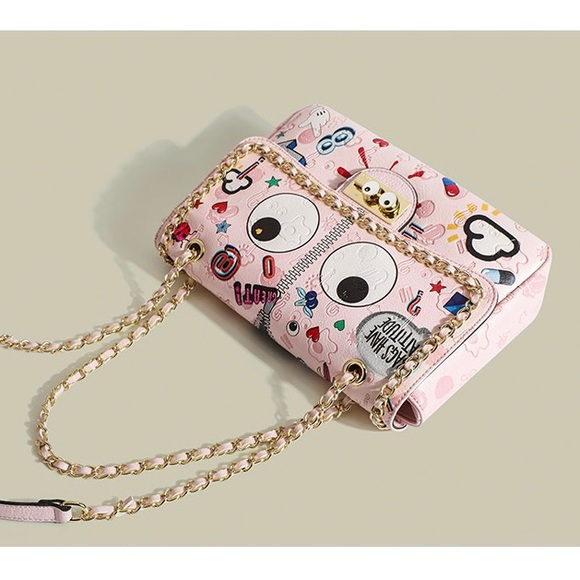 Crossbody and Shoulder Bag - Pink & Blue - Picture 11 of 16